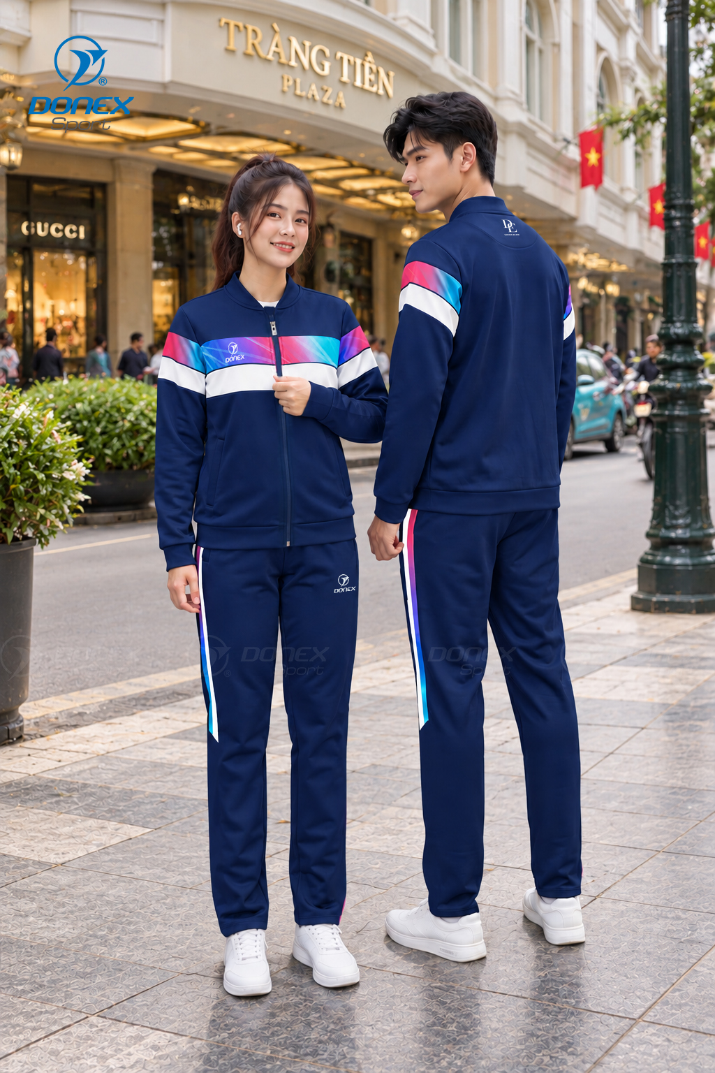 Bộ nỉ thể thao nam MDB-274-12-01 Navy phối trắng